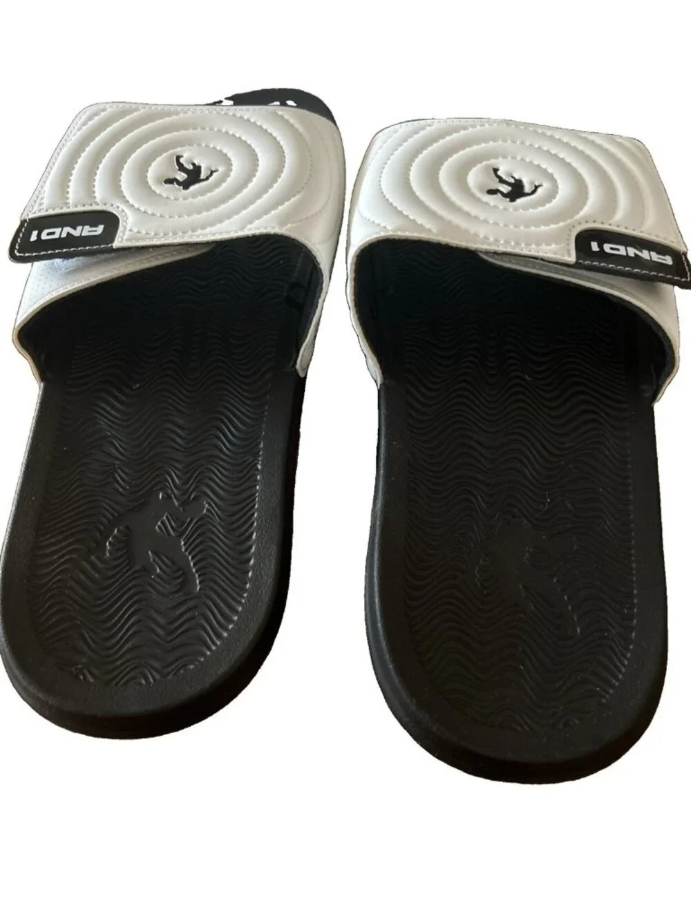 AND1 Men’s Athletic Adjustable Swirl Slide Sandals White Size 12